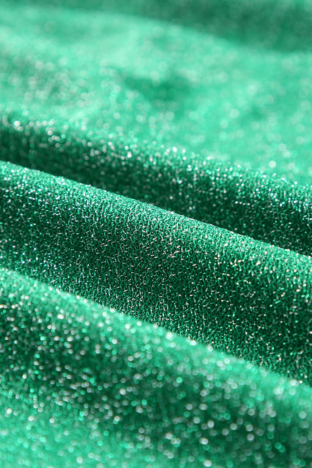 Green Double Straps Metallic Shining Skater Dress