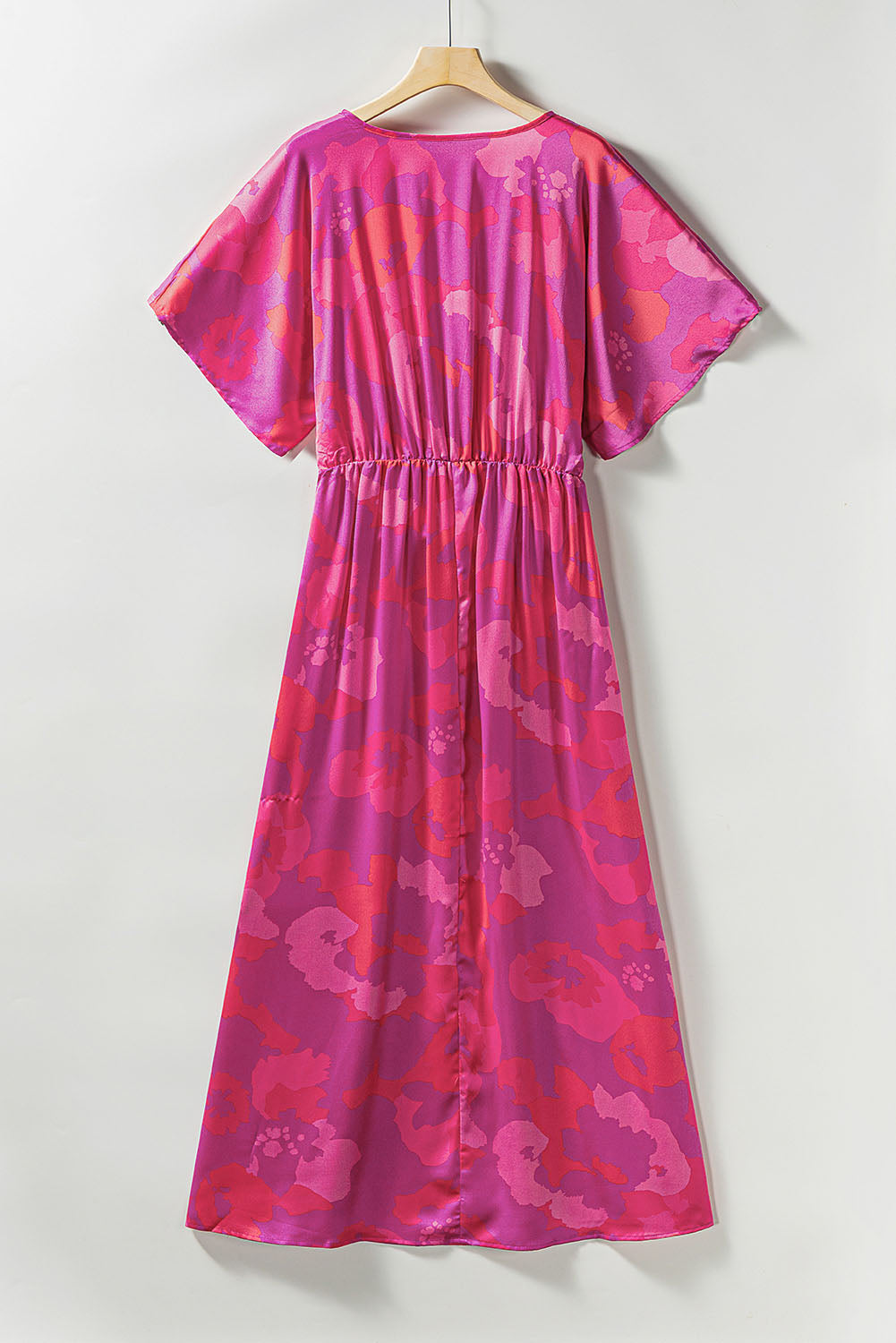 Rose Abstract Floral Print V Neck Dolman Maxi Dress