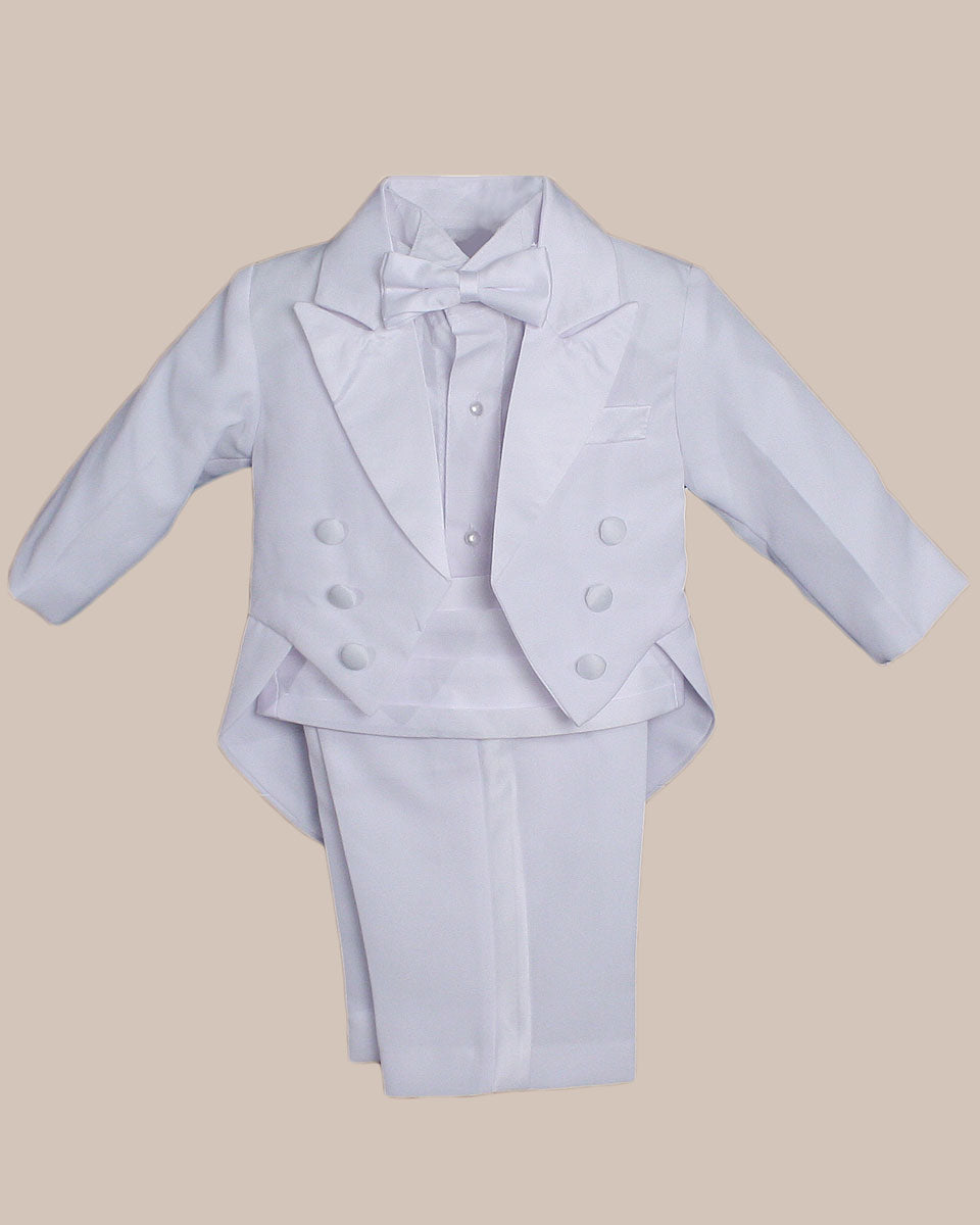 Baby Boy's Formal White 5 Piece Classic Tux Set with Tail
