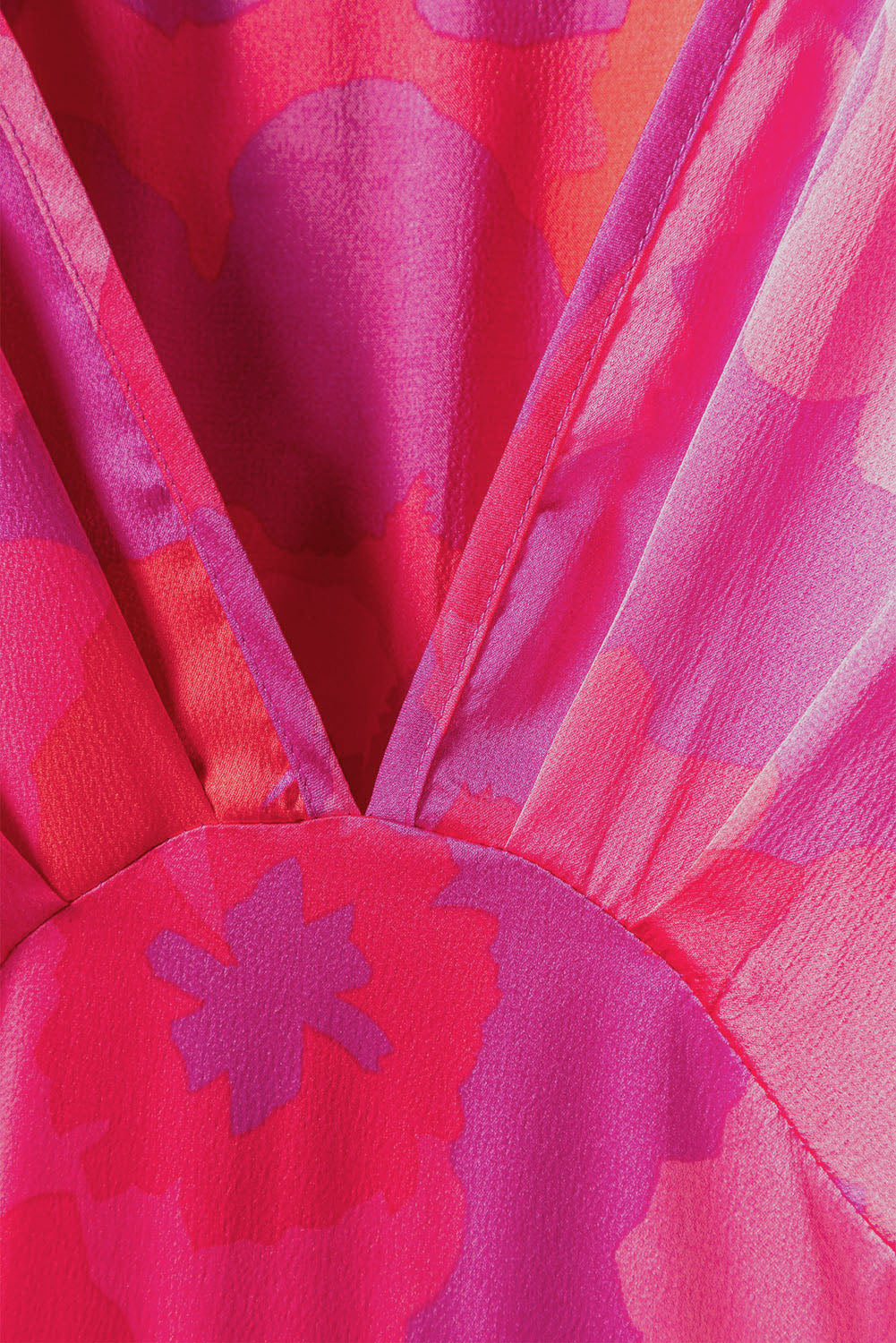 Rose Abstract Floral Print V Neck Dolman Maxi Dress