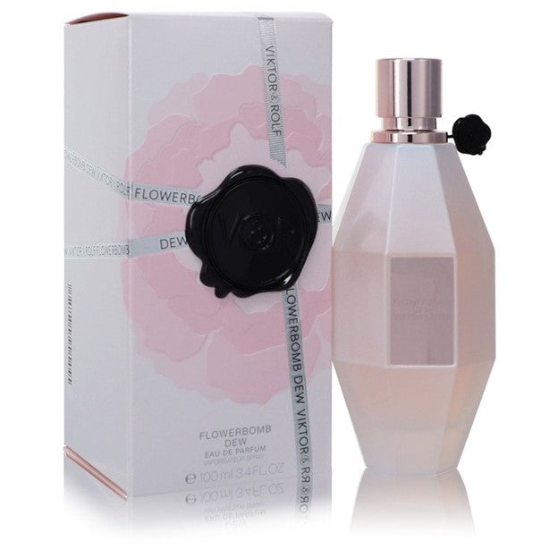 Flowerbomb Dew by Viktor & Rolf 3.4 oz Eau De Parfum for Women.  The perfume is designed around a Dewy Rose Accord and is an expolsion of fresh flowers with top notes of Bergamot.
